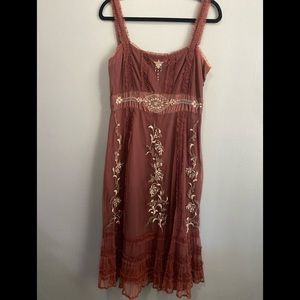 Anthropologie Lithe Language of Flowers Embroidered Sequined Tulle Dress Vintage